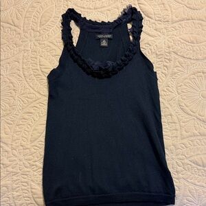 Vince Camuto Midnight Blue Ruffle Tank Top